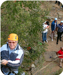 Abseiling: almost nearing the bottom Abseiling: almost nearing the bottom