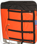 Standard IBC flexible heating jacket with insulated lid to reduce heat loss to a minimum Ex Rated Intermediate Bulk Container with Cover