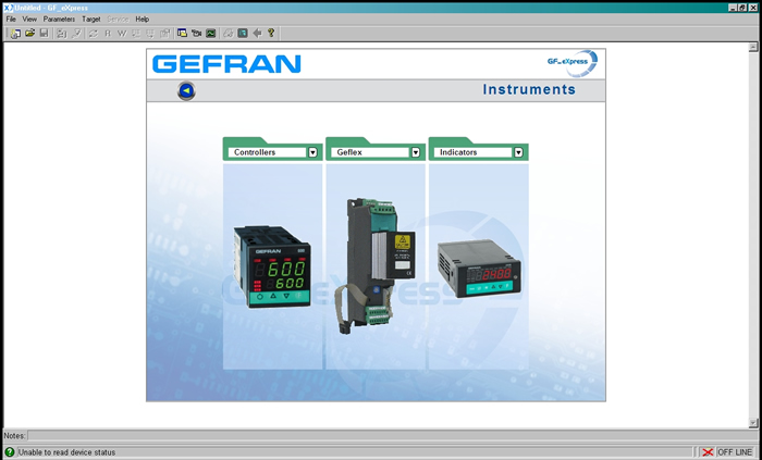 Gefran Express Software: Selection Page