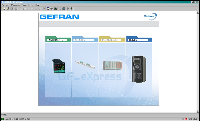 Gefran Express software screenprint: Main Page