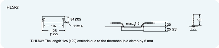 IR rod heaters Elstein HLS/2 Technical Drawing