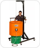 The specialist lifting frame allows easy positioning of the Thermosafe induction heater by one operator Thermosafe Induction Drum Heater Lifting Frame 02